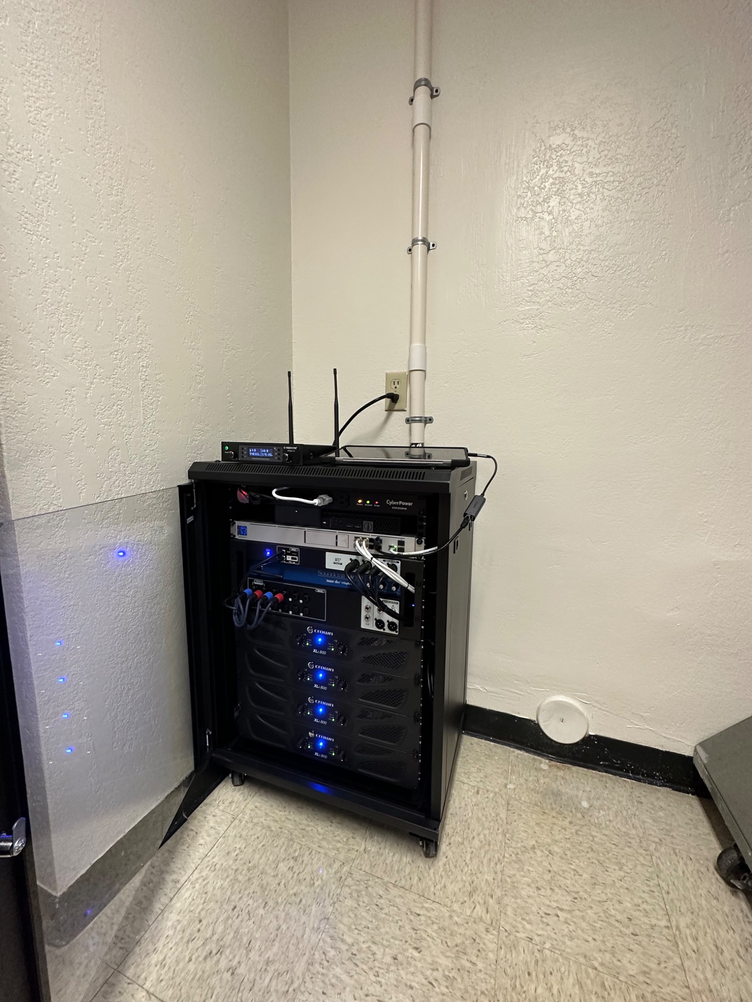 Professional audio and network equipment rack