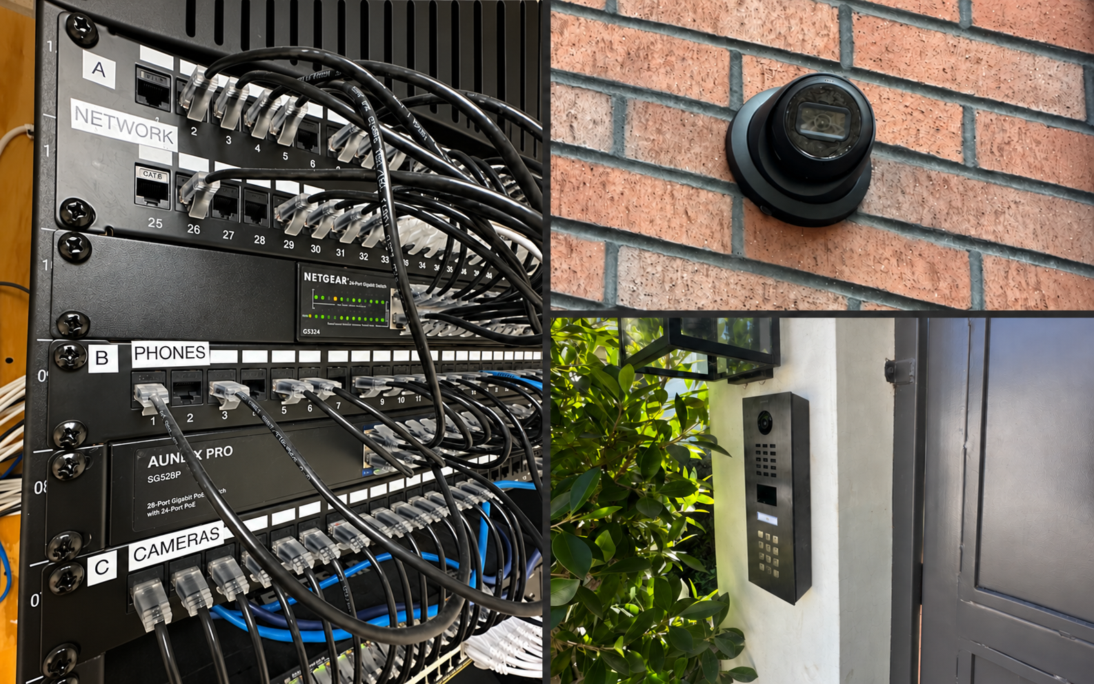 SmartBee network rack, security camera and intercom installations